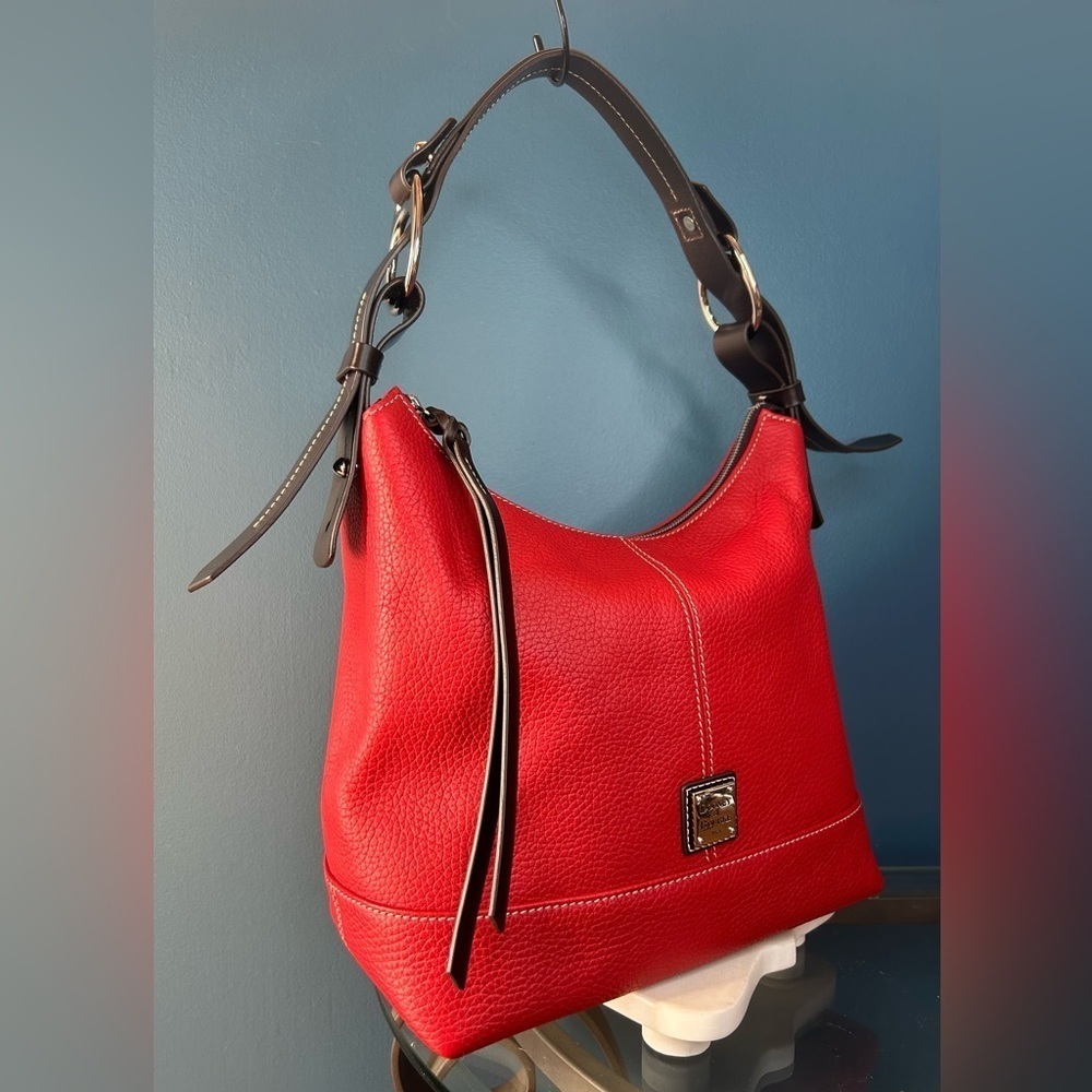 Dooney & Bourke Red Pebble Leather Gracie Hobo EUC